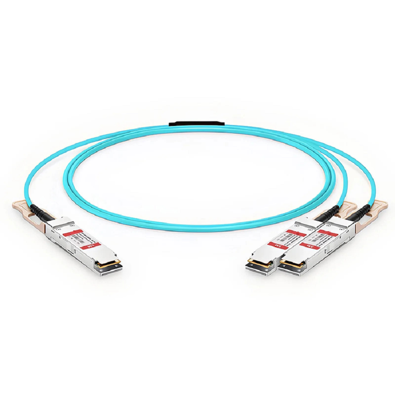 FyberOptix 10m (33ft) NVIDIA/Mellanox MFS1S50-H010V Compatible 200G QSFP56 4 x 50G PAM4 to 2 x 100G QSFP56 2 x 50G PAM4 InfiniBand HDR Active Optical Breakout Cable for Quantum Switches and ConnectX-6 HCA