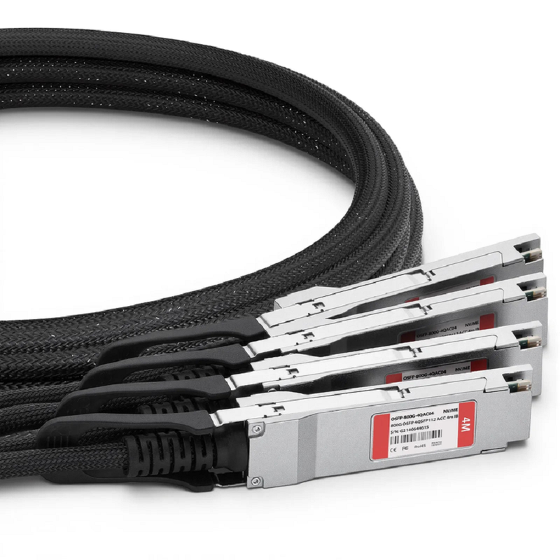FyberOptix 1m (3ft) NVIDIA/Mellanox MCA7J75-N001 Compatible 800G Twin-port OSFP 8 x 100G PAM4 Finned Top to 4 x 200G QSFP112 2 x 100G PAM4 InfiniBand NDR Active Direct Attach Copper Breakout Cable for Quantum-2 Switches and ConnectX-7 HCA