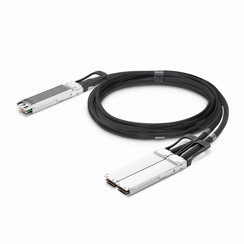 FyberOptix 2m (7ft) NVIDIA/Mellanox MCA7J60-N002 Compatible 800G OSFP 8 x 100G PAM4 Finned Top to 2 x 400G OSFP 4 x 100G PAM4 Flat Top Ethernet Active Direct Attach Copper Breakout Cable