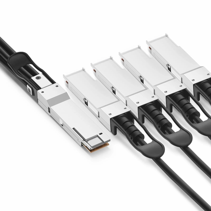 FyberOptix 2m (7ft) Juniper Networks Compatible 400G QSFP-DD 8 x 50G PAM4 to 4 x 100G QSFP56 2 x 50G PAM4 Passive Direct Attach Copper Breakout Cable
