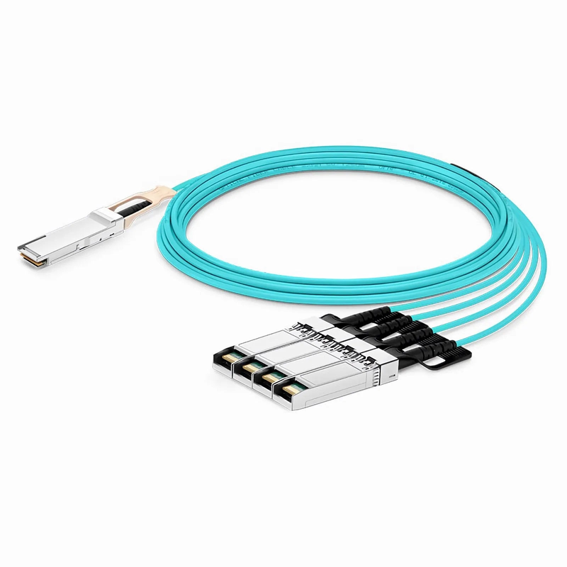 FyberOptix 70m (230ft) NVIDIA/Mellanox Compatible 200G QSFP56 4 x 50G PAM4 to 4 x 50G SFP56 50G PAM4 Active Optical Breakout Cable