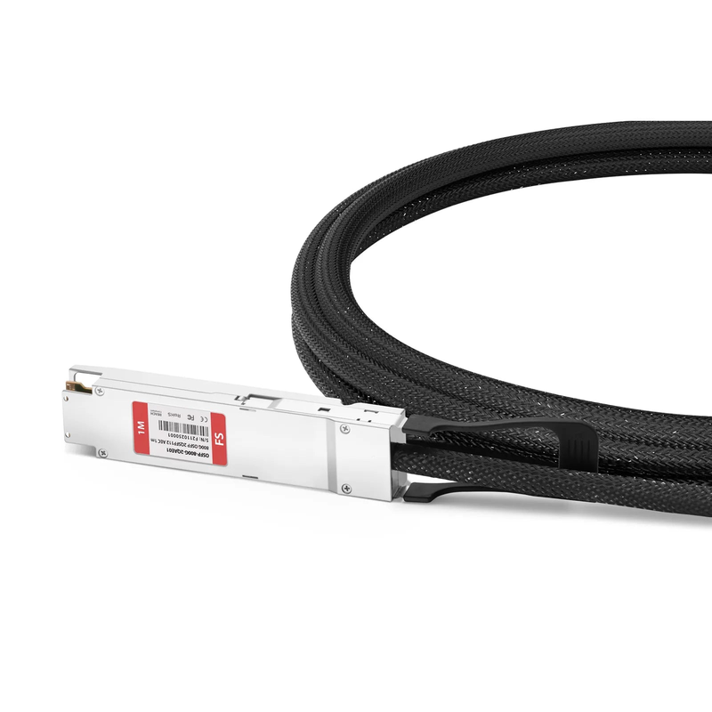 FyberOptix 1m (3ft) Cisco Compatible 800G Twin-port OSFP 8 x 100G PAM4 Finned Top to 2 x 400G QSFP112 4 x 100G PAM4 Active Electrical Breakout Cable