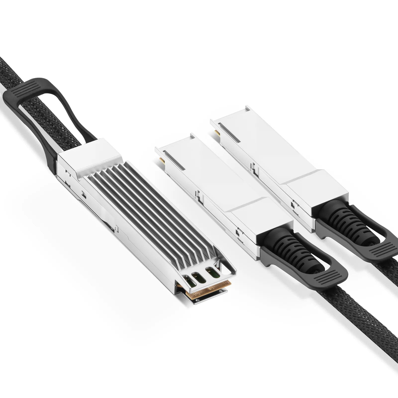 FyberOptix 1m (3ft) Arista Networks Compatible 800G Twin-port OSFP 8 x 100G PAM4 Finned Top to 2 x 400G QSFP112 4 x 100G PAM4 Active Electrical Breakout Cable