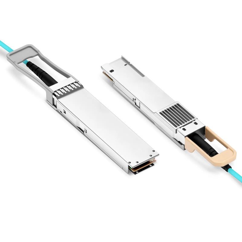 FyberOptix 10m (33ft) Juniper Networks Compatible 400G OSFP 8 x 50G PAM4 Flat Top to 400G QSFP-DD 8 x 50G PAM4 Active Optical Cable