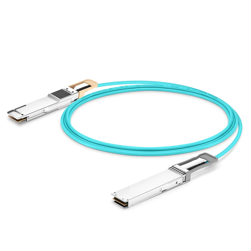 FyberOptix 10m (33ft) Generic Compatible 400G OSFP 8 x 50G PAM4 Flat Top to 400G QSFP-DD 8 x 50G PAM4 Active Optical Cable