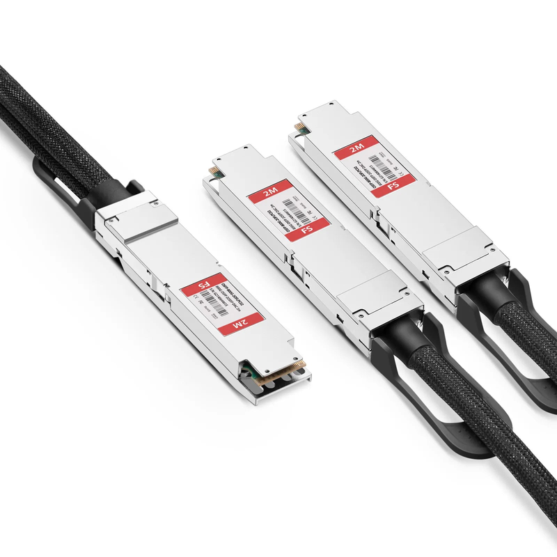 FyberOptix 2m (7ft) Cisco Compatible 800G OSFP 8 x 100G PAM4 Finned Top to 2 x 400G OSFP 4 x 100G PAM4 Flat Top Passive Direct Attach Copper Breakout Cable