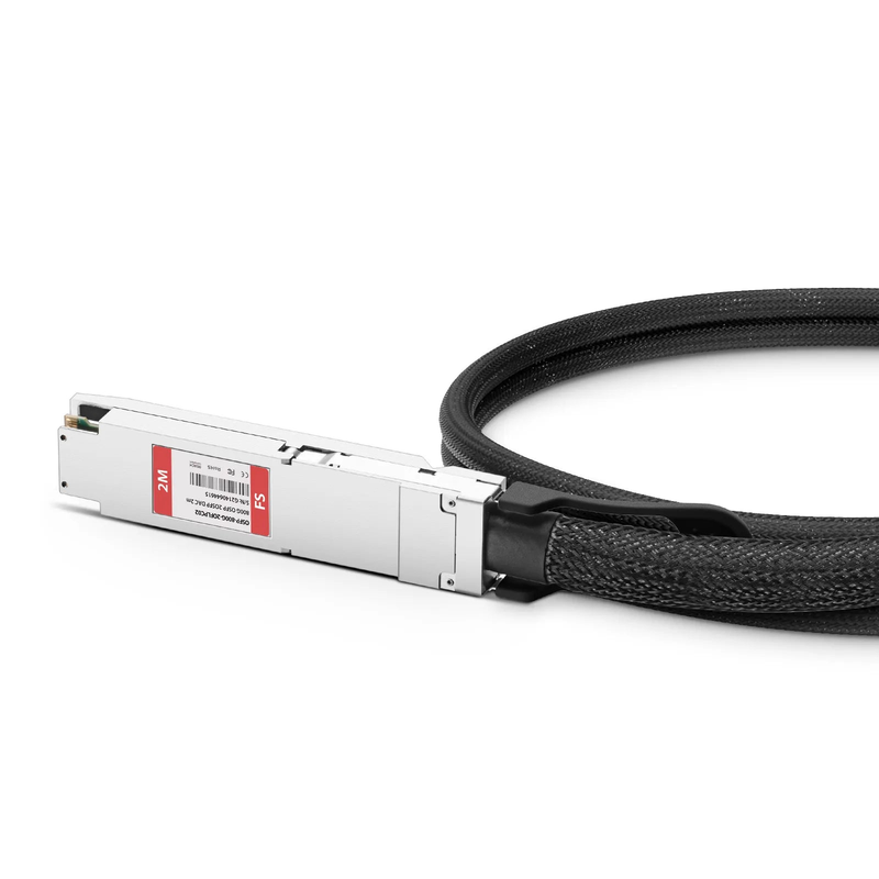 FyberOptix 2m (7ft) Cisco Compatible 800G OSFP 8 x 100G PAM4 Finned Top to 2 x 400G OSFP 4 x 100G PAM4 Flat Top Passive Direct Attach Copper Breakout Cable