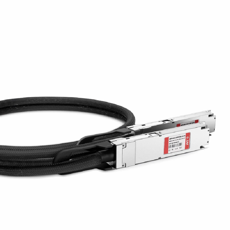 FyberOptix 2m (7ft) Cisco Compatible 800G OSFP 8 x 100G PAM4 Finned Top to 2 x 400G OSFP 4 x 100G PAM4 Flat Top Passive Direct Attach Copper Breakout Cable