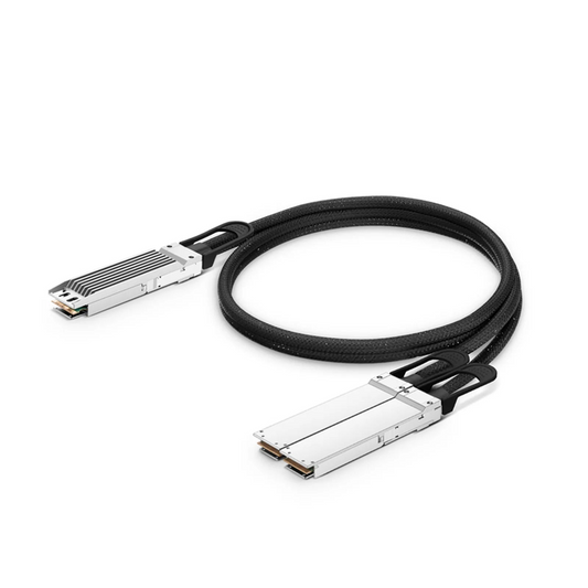FyberOptix 2m (7ft) 800G OSFP 8 x 100G PAM4 Finned Top to 2 x 400G OSFP 4 x 100G PAM4 Flat Top Passive Direct Attach Copper Breakout Cable for FS Switches
