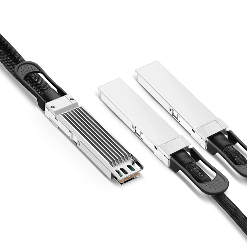 FyberOptix 2m (7ft) 800G OSFP 8 x 100G PAM4 Finned Top to 2 x 400G OSFP 4 x 100G PAM4 Flat Top Passive Direct Attach Copper Breakout Cable for FS Switches
