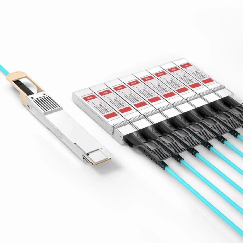 FyberOptix 7m (23ft) Generic Compatible 400G QSFP-DD 8 x 50G PAM4 to 8 x 50G SFP56 25G NRZ Active Optical Breakout Cable