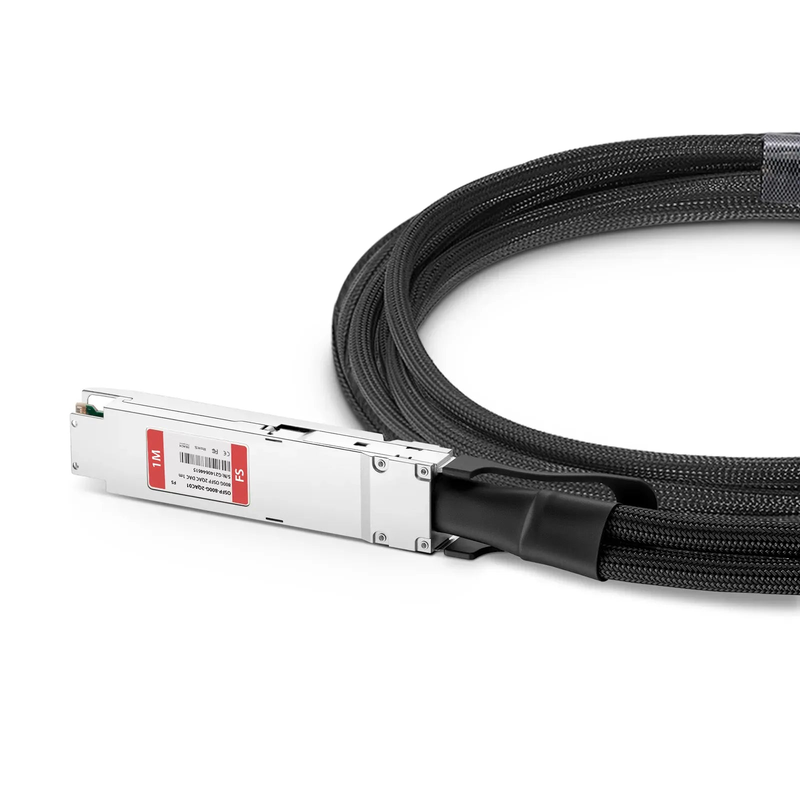 FyberOptix 1m (3ft) 800G Twin-port OSFP 8 x 100G PAM4 Finned Top to 2 x 400G QSFP112 4 x 100G PAM4 Ethernet Active Direct Attach Copper Breakout Cable for FS Switches