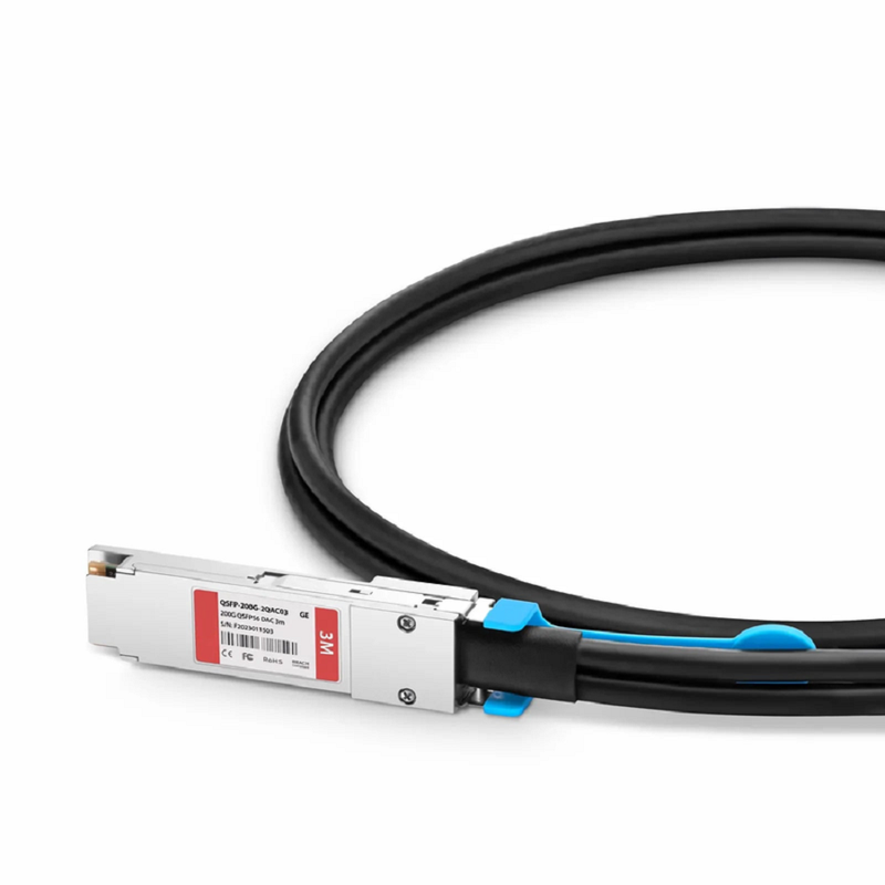 FyberOptix 3m (10ft) NVIDIA/Mellanox MCA7J50-H003R Compatible 200G QSFP56 4 x 50G PAM4 to 2 x 100G QSFP56 2 x 50G PAM4 Ethernet Active Direct Attach Copper Breakout Cable