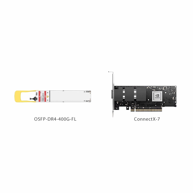 FyberOptix NVIDIA/Mellanox MMS4X00-NS400 Compatible 400GBASE-DR4 OSFP Flat Top 4 x 100G PAM4 1310nm 500m DOM MPO-12/APC SMF Ethernet Optical Transceiver Module
