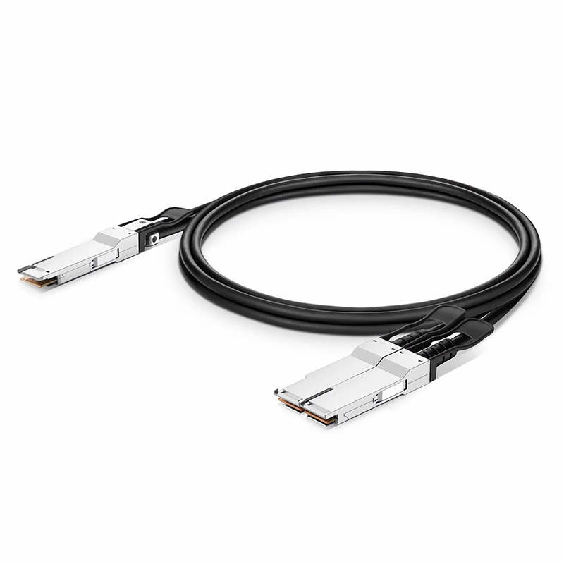 FyberOptix 2.5m (8ft) Generic Compatible 400G QSFP-DD 8 x 50G PAM4 to 2 x 200G QSFP56 4 x 50G PAM4 Passive Direct Attach Copper Breakout Cable