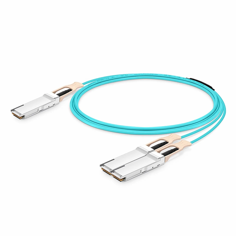 FyberOptix 10m (33ft) NVIDIA/Mellanox MFS1S50-V010E Compatible 200G QSFP56 4 x 50G PAM4 to 2 x 100G QSFP56 2 x 50G PAM4 Ethernet Active Optical Breakout Cable for QM8790/8700 Switches and ConnectX-6 HCA