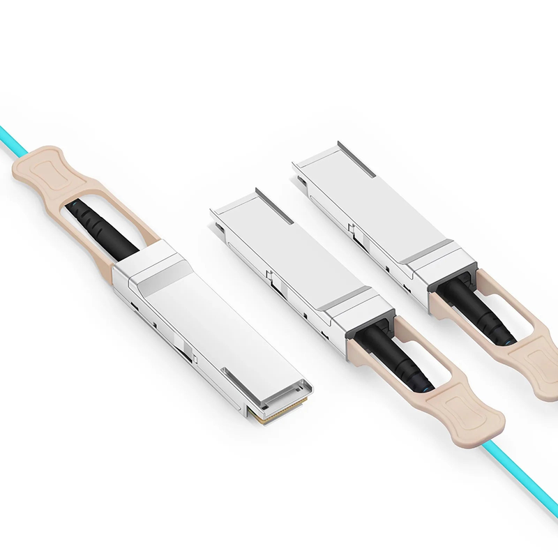 FyberOptix 3m (10ft) Generic Compatible 200G QSFP56 4 x 50G PAM4 to 2 x 100G QSFP56 2x 50G PAM4 Active Optical Breakout Cable