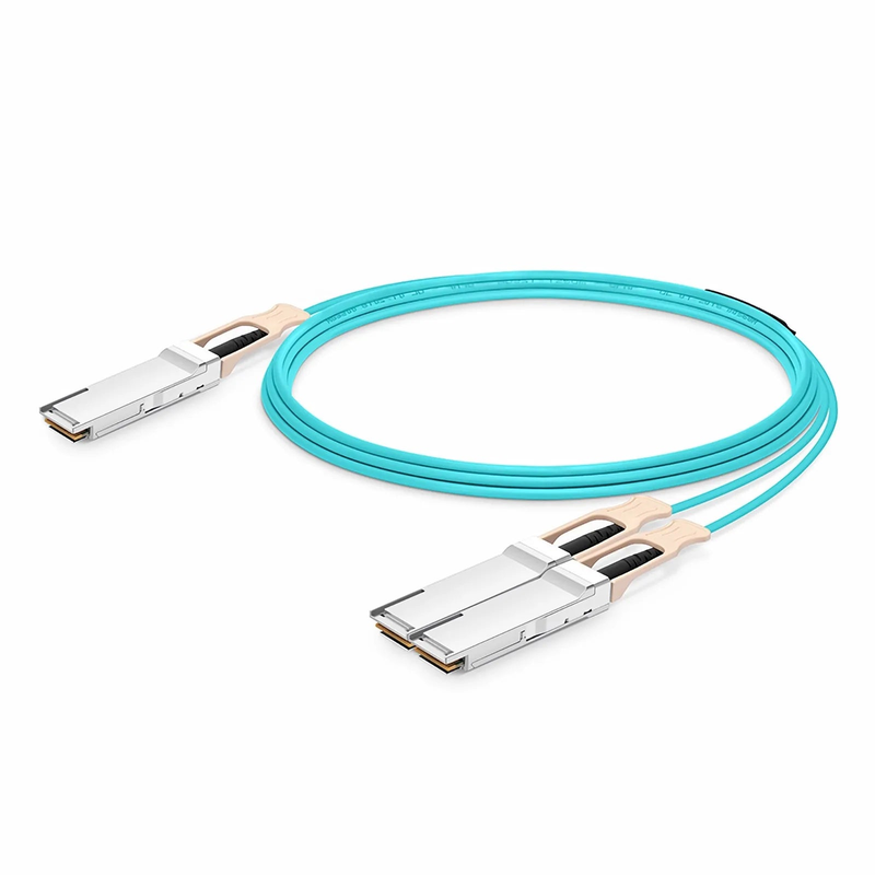 FyberOptix 20m (66ft) NVIDIA/Mellanox MFS1S50-V020E Compatible 200G QSFP56 4 x 50G PAM4 to 2 x 100G QSFP56 2 x 50G PAM4 Ethernet Active Optical Breakout Cable for QM8790/8700 Switches and ConnectX-6 HCA
