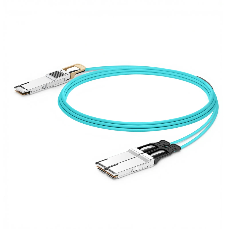 FyberOptix 20m (66ft) NVIDIA/Mellanox Compatible 400G QSFP-DD 8 x 50G PAM4 to 2 x 200G QSFP56 4 x 50G PAM4 Ethernet Active Optical Breakout Cable