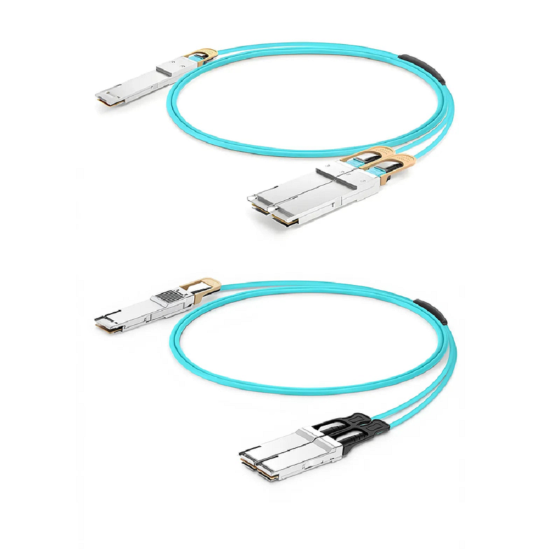 FyberOptix 20m (66ft) NVIDIA/Mellanox Compatible 400G QSFP-DD 8 x 50G PAM4 to 2 x 200G QSFP56 4 x 50G PAM4 Ethernet Active Optical Breakout Cable