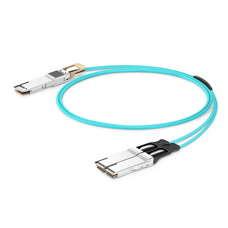 FyberOptix 3m (10ft) H3C Compatible 400G QSFP-DD 8 x 50G PAM4 to 2 x 200G QSFP56 4 x 50G PAM4 Active Optical Breakout Cable