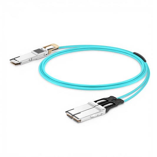 FyberOptix 10m (33ft) NVIDIA/Mellanox Compatible 400G QSFP-DD 8 x 50G PAM4 to 2 x 200G QSFP56 4 x 50G PAM4 Ethernet Active Optical Breakout Cable