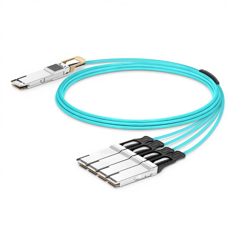 FyberOptix 25m (82ft) NVIDIA/Mellanox Compatible 400G QSFP-DD 8 x 50G PAM4 to 4 x 100G QSFP56 2 x 50G PAM4 Ethernet Active Optical Breakout Cable