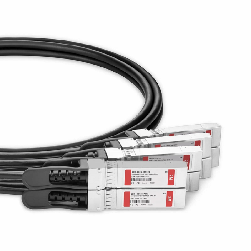 FyberOptix 1m (3ft) Dell Compatible 200G QSFP-DD 8 x 25G NRZ to 8 x 25G SFP28 25G NRZ Passive Direct Attach Copper Breakout Cable