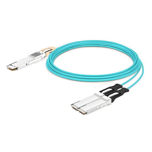 FyberOptix 30m (98ft) Generic Compatible 200G QSFP-DD 8 x 25G NRZ to 2 x 100G QSFP28 4 x 25G NRZ Active Optical Breakout Cable