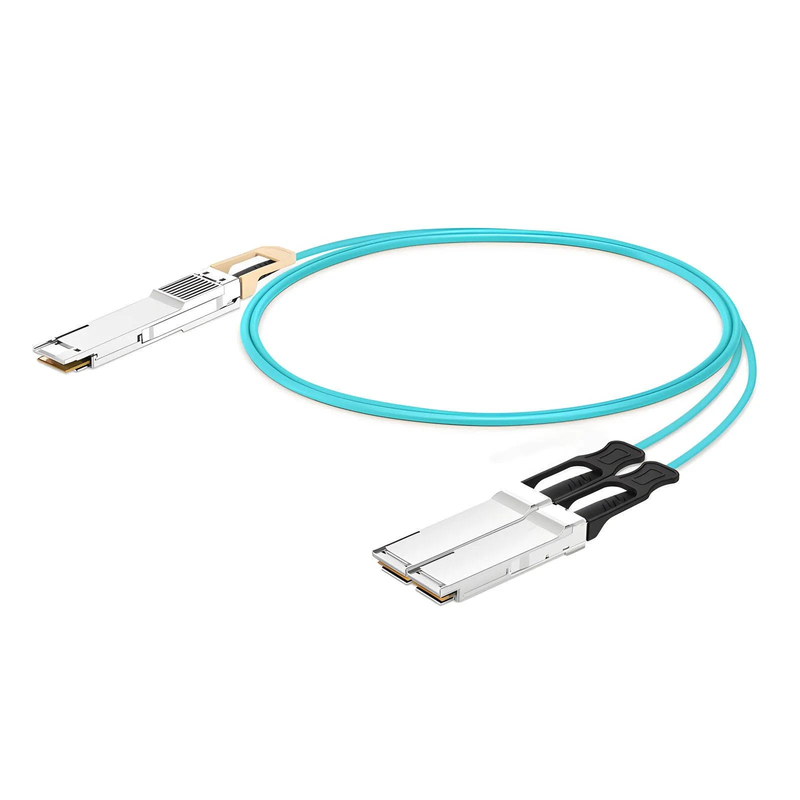 FyberOptix 5m (16ft) Generic Compatible 200G QSFP-DD 8 x 25G NRZ to 2 x 100G QSFP28 4 x 25G NRZ Active Optical Breakout Cable