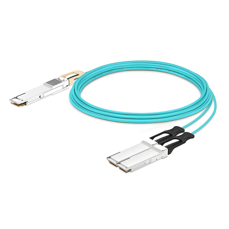 FyberOptix 70m (230ft) Generic Compatible 200G QSFP-DD 8 x 25G NRZ to 2 x 100G QSFP28 4 x 25G NRZ Active Optical Breakout Cable