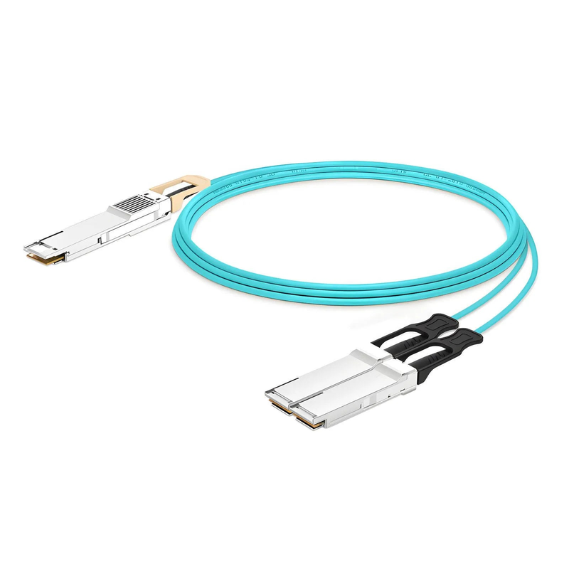 FyberOptix 15m (49ft) Generic Compatible 200G QSFP-DD 8 x 25G NRZ to 2 x 100G QSFP28 4 x 25G NRZ Active Optical Breakout Cable