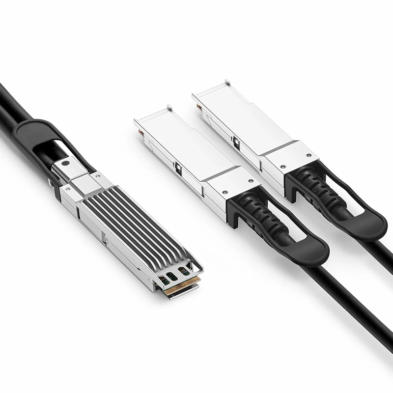 FyberOptix 1m (3ft) Generic Compatible 800G OSFP 8 x 100G PAM4 Finned Top to 2 x 400G QSFP112 4 x 100G PAM4 Passive Direct Attach Copper Breakout Cable