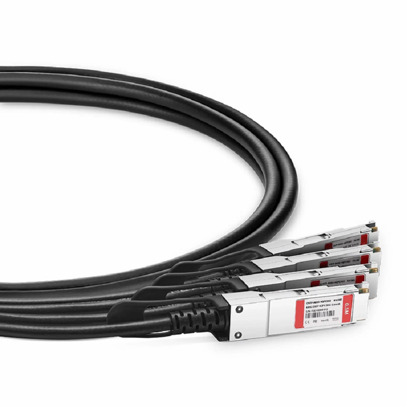 FyberOptix 2m (7ft) 800G OSFP 8 x 100G PAM4 Finned Top to 2 x 400G QSFP112 4 x 100G PAM4 Passive Direct Attach Copper Breakout Cable for FS Switches