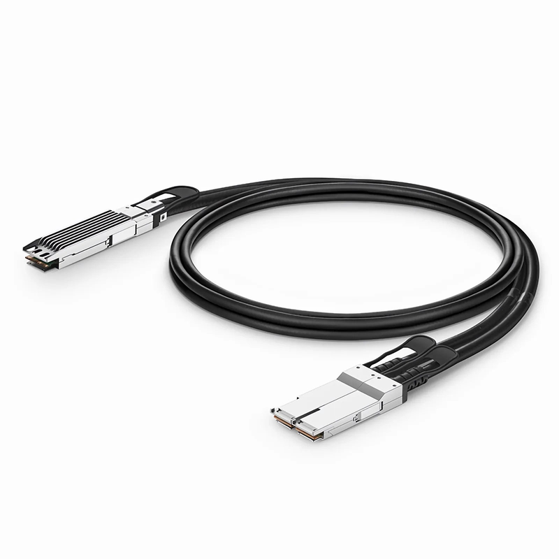 FyberOptix 1.5m (5ft) Generic Compatible 800G OSFP 8 x 100G PAM4 Finned Top to 2 x 400G QSFP112 4 x 100G PAM4 Passive Direct Attach Copper Breakout Cable