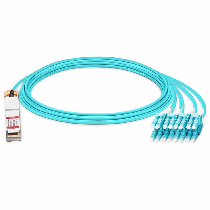 FyberOptix 70m (230ft) Generic Compatible 200G QSFP-DD 8 x 25G NRZ to 8 x 25G LC Duplex Active Optical Breakout Cable