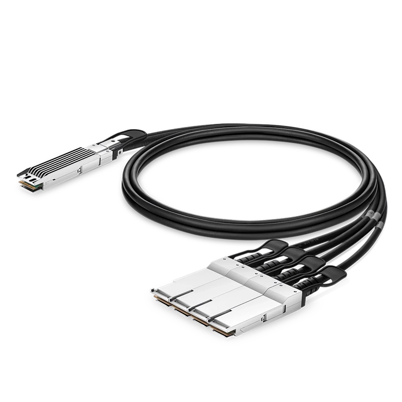FyberOptix 2m (7ft) 800G Twin-port OSFP 8 x 100G PAM4 Finned Top to 4 x 200G QSFP112 2 x 100G PAM4 Passive Direct Attach Copper Breakout Cable for FS Switches