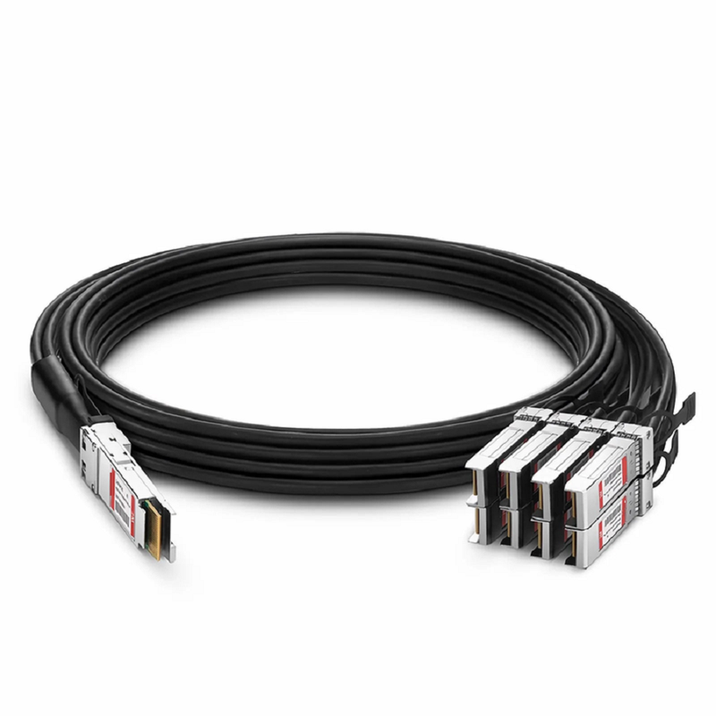FyberOptix 2m (7ft) Juniper Networks QDD-8x50G-2M Compatible 400G QSFP-DD 8 x 50G PAM4 to 8 x 50G SFP56 50G PAM4 Passive Direct Attach Copper Breakout Cable