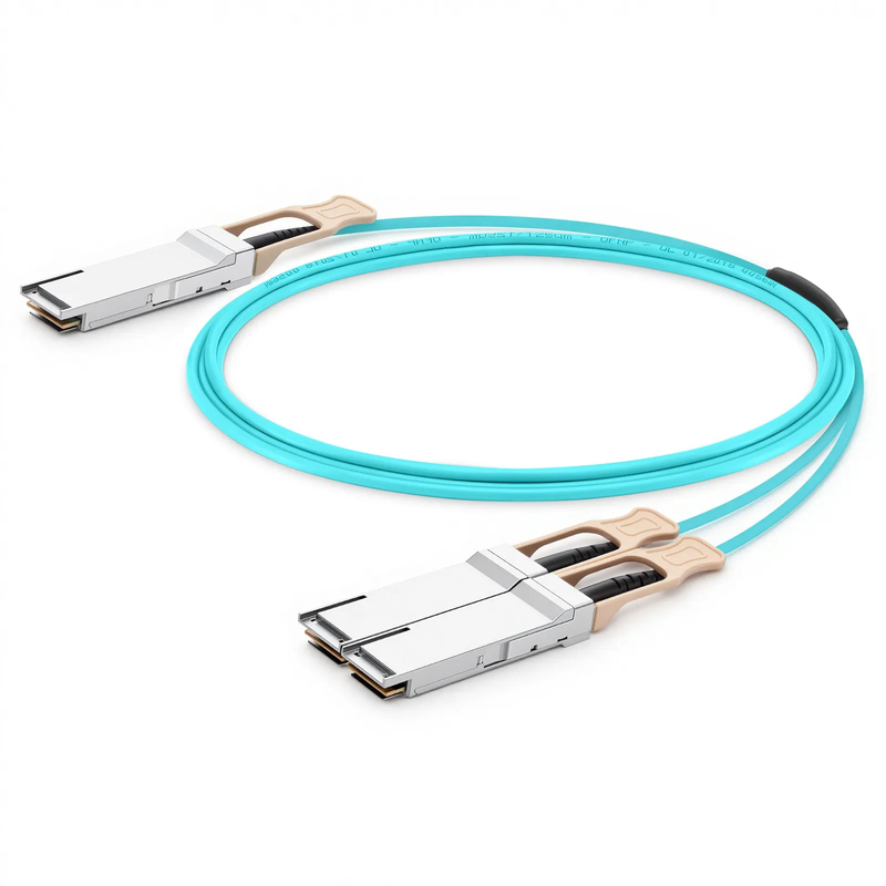 FyberOptix 7m (23ft) Arista Networks Compatible 200G QSFP56 4 x 50G PAM4 to 2 x 100G QSFP28 4 x 25G NRZ Active Optical Breakout Cable