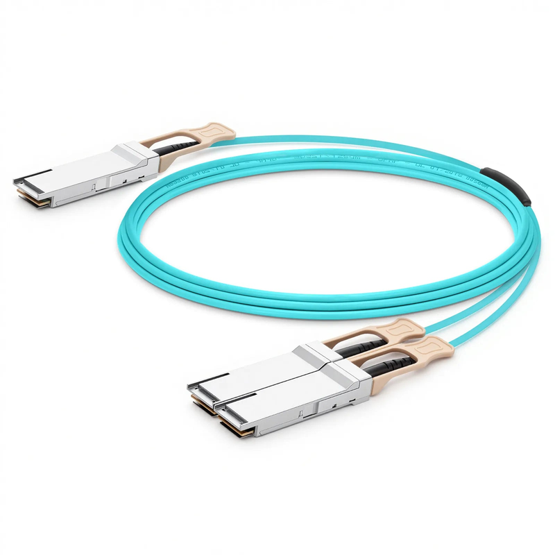 FyberOptix 25m (82ft) Arista Networks Compatible 200G QSFP56 4 x 50G PAM4 to 2 x 100G QSFP28 4 x 25G NRZ Active Optical Breakout Cable