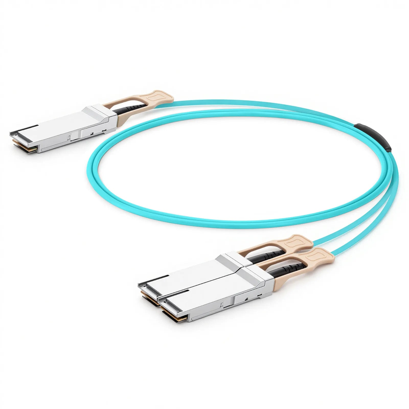 FyberOptix 1m (3ft) Arista Networks Compatible 200G QSFP56 4 x 50G PAM4 to 2 x 100G QSFP28 4 x 25G NRZ Active Optical Breakout Cable