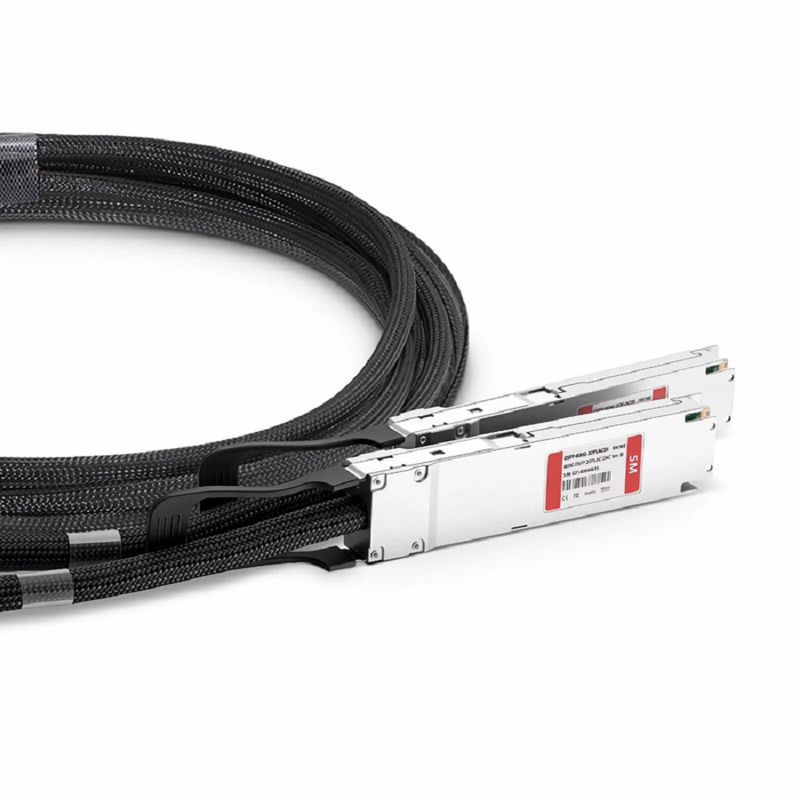 FyberOptix 5m (16ft) Juniper Networks Compatible 800G OSFP 8 x 100G PAM4 Finned Top to 2 x 400G OSFP 4 x 100G PAM4 Flat Top Active Electrical Copper Breakout Cable