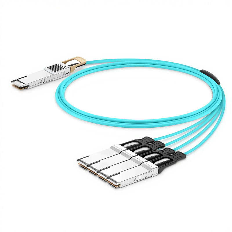 FyberOptix 10m (33ft) Arista Networks Compatible 400G QSFP-DD 8 x 50G PAM4 to 4 x 100G QSFP28 4 x 25G NRZ Active Optical Breakout Cable