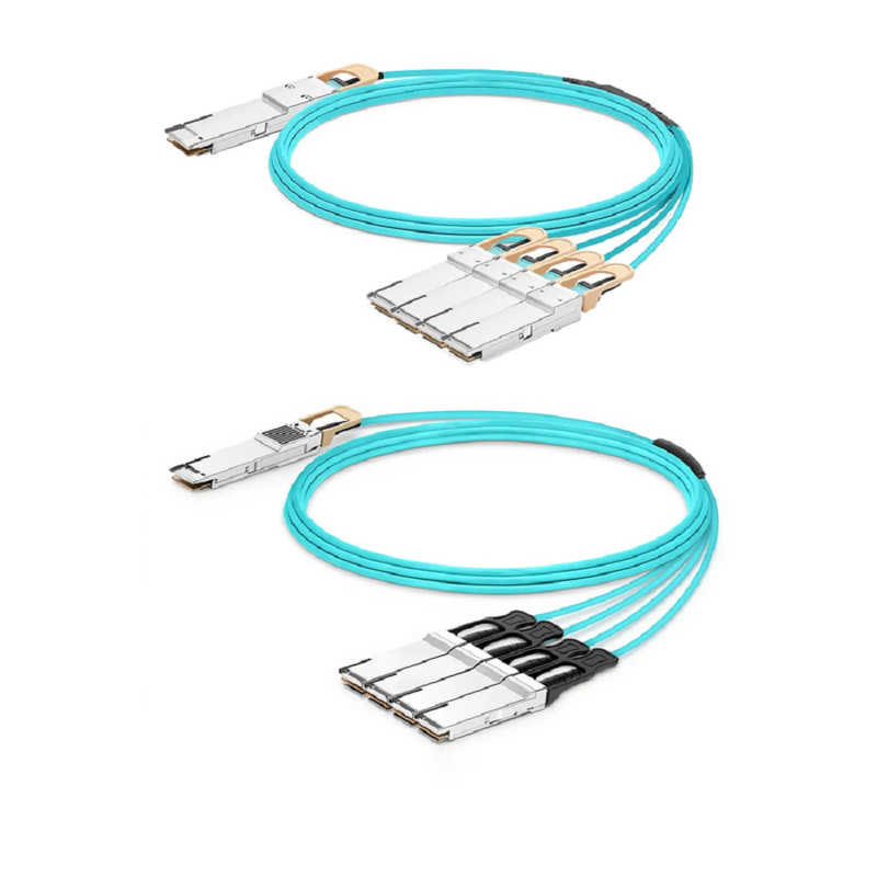 FyberOptix 15m (49ft) Arista Networks Compatible 400G QSFP-DD 8 x 50G PAM4 to 4 x 100G QSFP28 4 x 25G NRZ Active Optical Breakout Cable