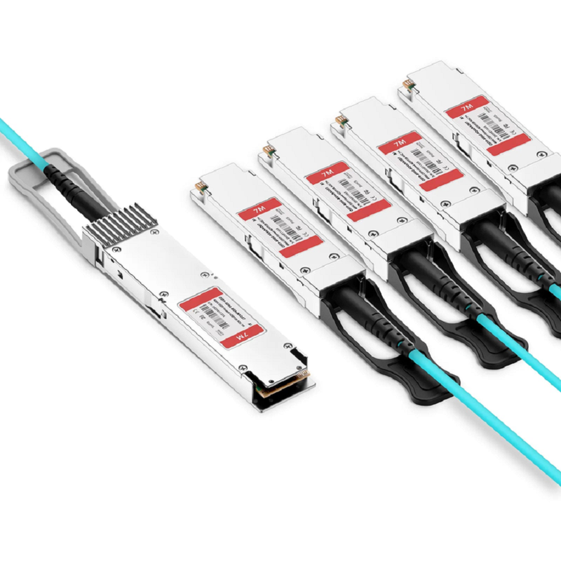 FyberOptix 1m (3ft) Arista Networks Compatible 400G QSFP-DD 8 x 50G PAM4 to 4 x 100G QSFP28 4 x 25G NRZ Active Optical Breakout Cable