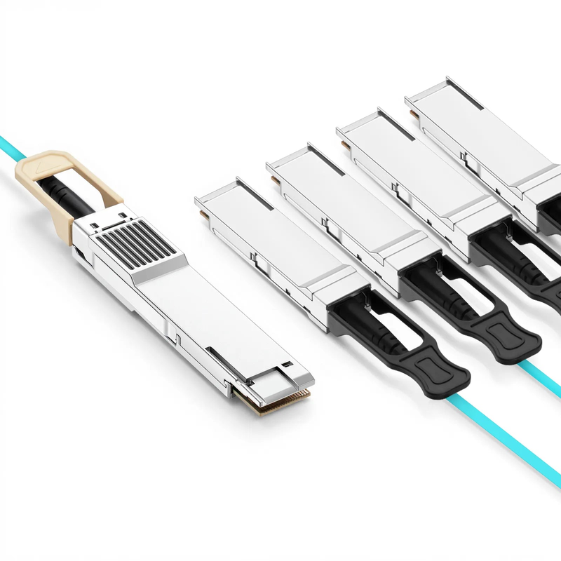 FyberOptix 1m (3ft) Arista Networks Compatible 400G QSFP-DD 8 x 50G PAM4 to 4 x 100G QSFP28 4 x 25G NRZ Active Optical Breakout Cable