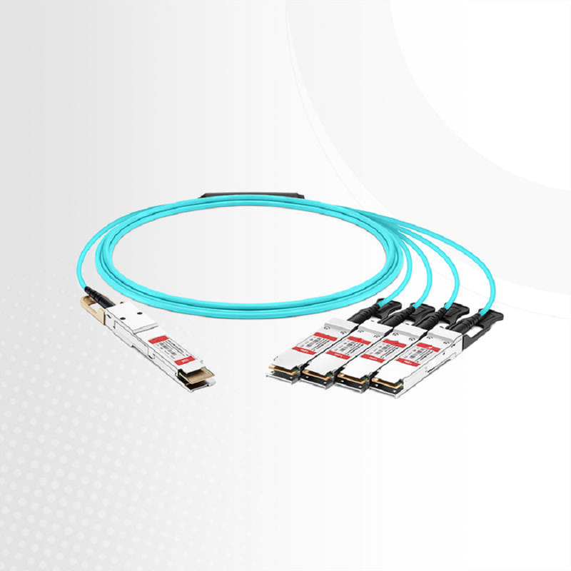 FyberOptix 3m (10ft) NVIDIA/Mellanox Compatible 400G QSFP-DD 8 x 50G PAM4 to 4 x 100G QSFP28 4 x 25G NRZ Ethernet Active Optical Breakout Cable