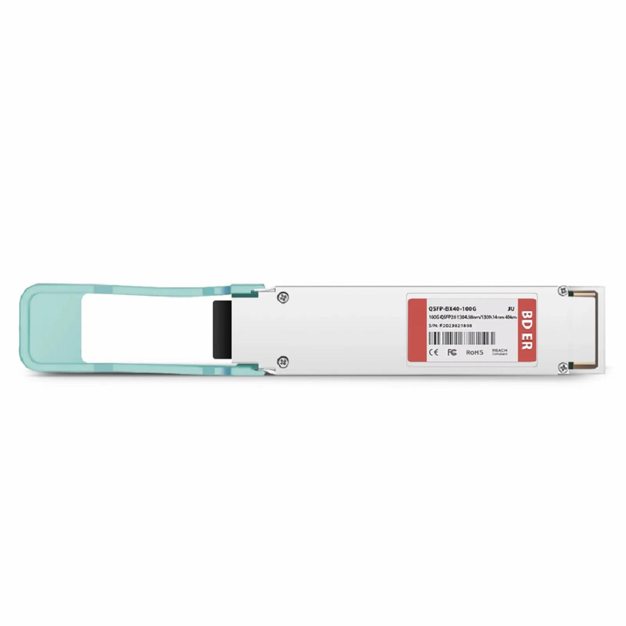 FyberOptix Juniper Compatible 100GBASE-BX40-U QSFP28 BiDi 4 x 25G NRZ 1304.58nm-TX/1309.14nm-RX 40km DOM Simplex LC/UPC SMF Optical Transceiver Module