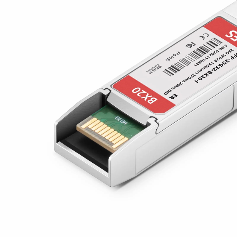 FyberOptix Ericsson RDH10281/2 Compatible SFP28 25GBASE-BX20-D BiDi 1330nm-TX/1270nm-RX 20km DOM Simplex LC/UPC SMF Optical Transceiver Module For 5G Wireless (Industrial)