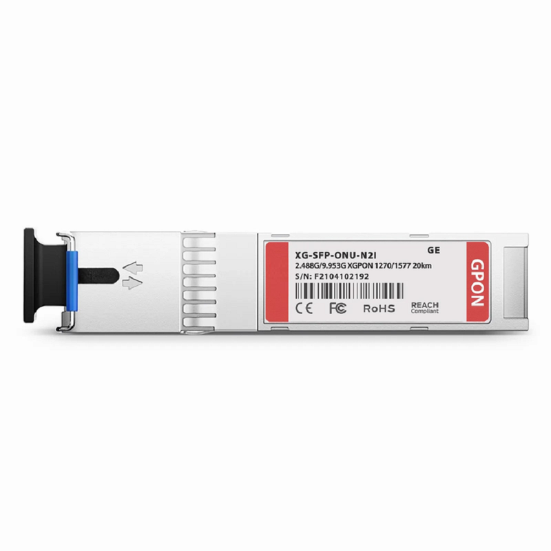 FyberOptix Generic Compatible XGPON ONU SFP+ 1270nm-TX/1577nm-RX 2.488G-TX/9.953G-RX Class N2 20km DOM Simplex SC/UPC SMF Optical Transceiver Module (Industrial)